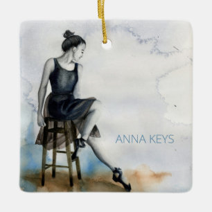 Cerâmica Balé de Dancer de Cores de Água do Ornamento Per