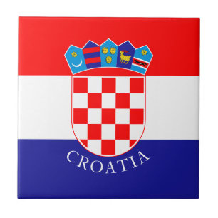 Cerâmica Bandeira da Croácia com Azulejo cerâmico de text