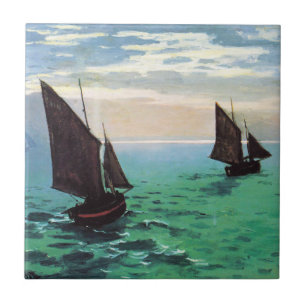 Cerâmica Barcos de pesca de Monet no azulejo do mar