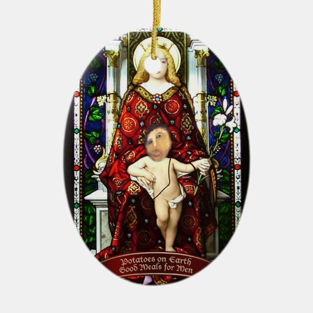 Cerâmica "Batatas ornamento de Jesus da batata na terra" (Frente)