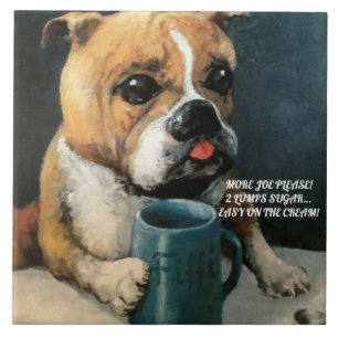 Cerâmica Bebendo de Cão Adorável, Azulejo Cerâmico Médio Jo