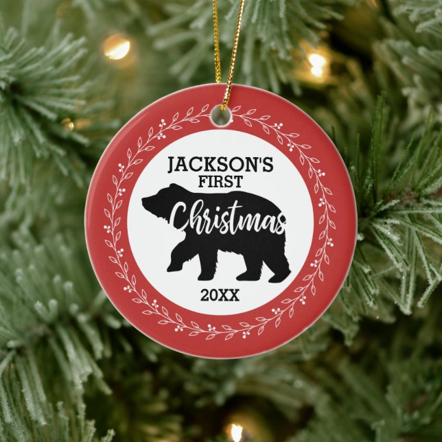 Cerâmica Bebês Primeiro Ornamento Cerâmico de Foto de Natal (Árvore)