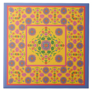 Cerâmica Beira floral do teste padrão de Rangoli, azulejo