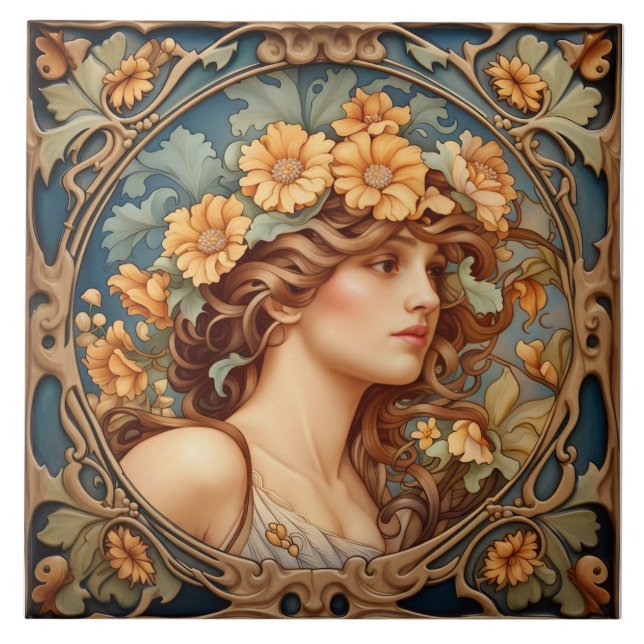 Cerâmica bela dama portuguesa de azulejo cerâmico (Frente)