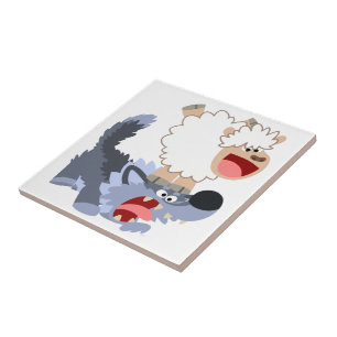Cerâmica Belo Azulejo de Cartoon Ovina e Lobo