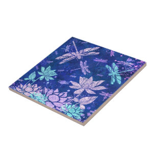 Cerâmica Belo Azulejo de flores de relíquia de brilho