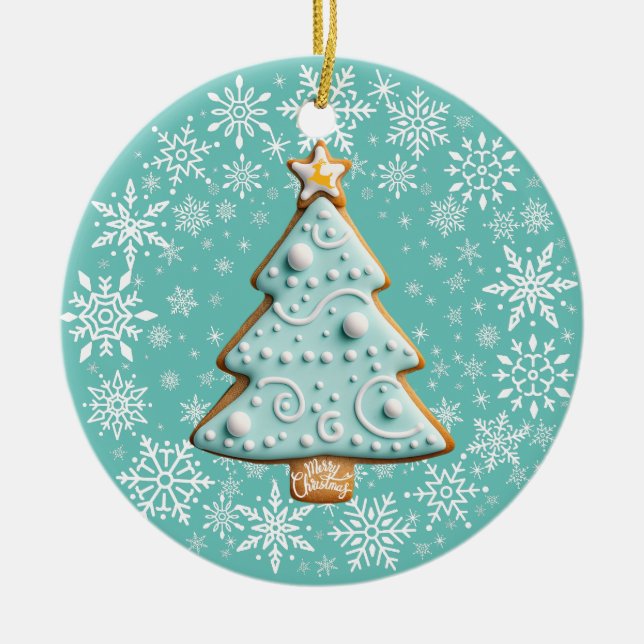 Cerâmica Biscoito Gingerpão, Ornamento de Árvore de Natal B (Frente)