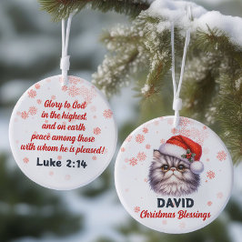 Cerâmica Boas Bênçãos de Natal, adorável ornamento de gato 