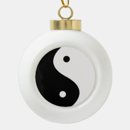 Cerâmica Bola Ornamento da Árvore de Natal Yin e Yang Black & Wh