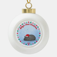 Primeiro Natal do Bebê - Ornamento de Hipopótamo d