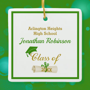 Cerâmica Boné de Formando verde e ornamento cerâmico de d