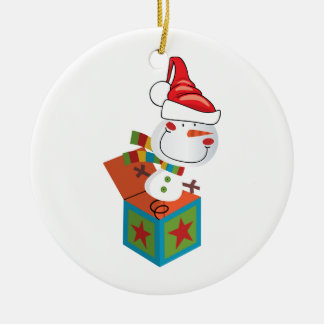 CERÂMICA BONECO DE NEVE JACK-IN-BOX DO ORNAMENTO
