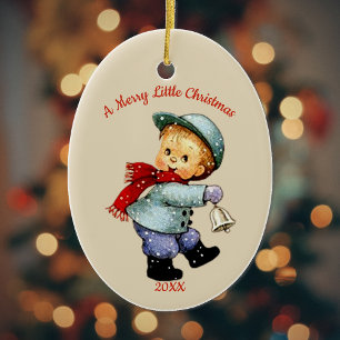 Cerâmica Bonito Tot Boy de Natal com Ornamento de Bell