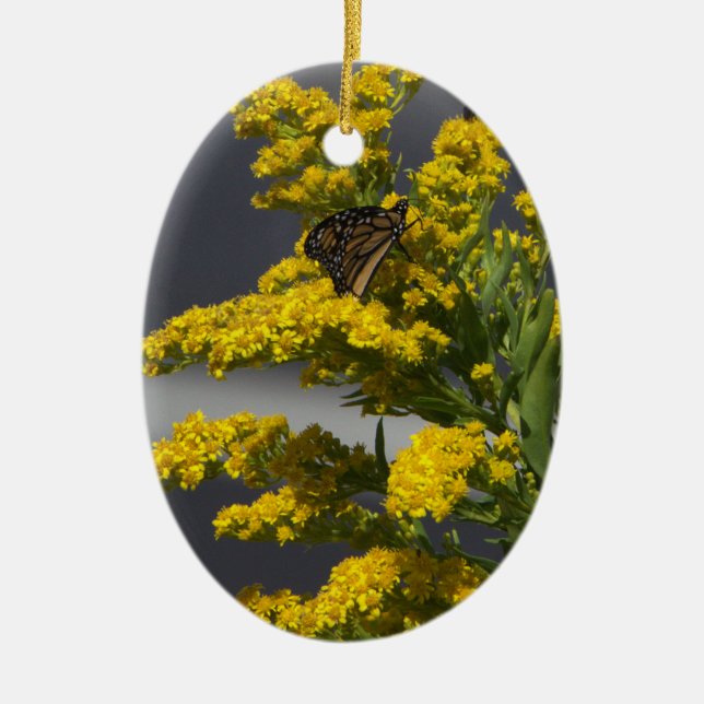 Cerâmica Borboleta com Ornamento Amarelo de Flores Selvagen (Frente)