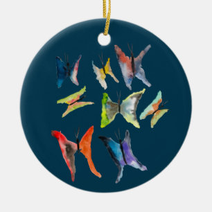 Cerâmica Borboletas de cor aquosa, ornamento cerâmico