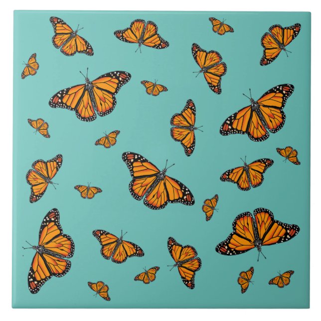 Cerâmica Borboletas de monarca azulejo cerâmico (Frente)