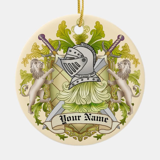 Cerâmica Brasão de Armas da Família Green Knight ornamento  (Frente)