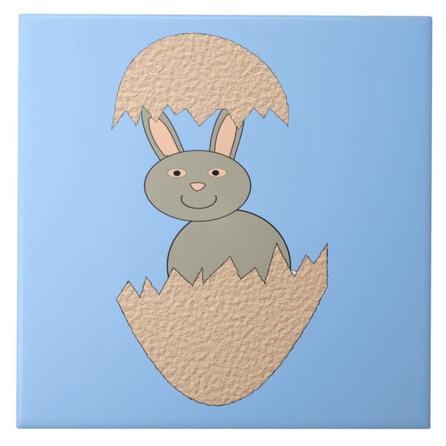 Cerâmica Bunny Hatching de Ovo Azulejo Estranho (Frente)