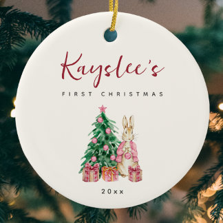 Cerâmica Bunny Rabbit Bebê Primeiro Ornamento Cerâmico de N