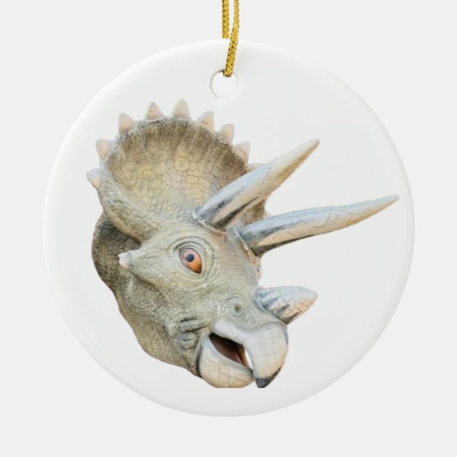 Cerâmica Cabeça De Dinossauro, Ornamento Redondo (Frente)