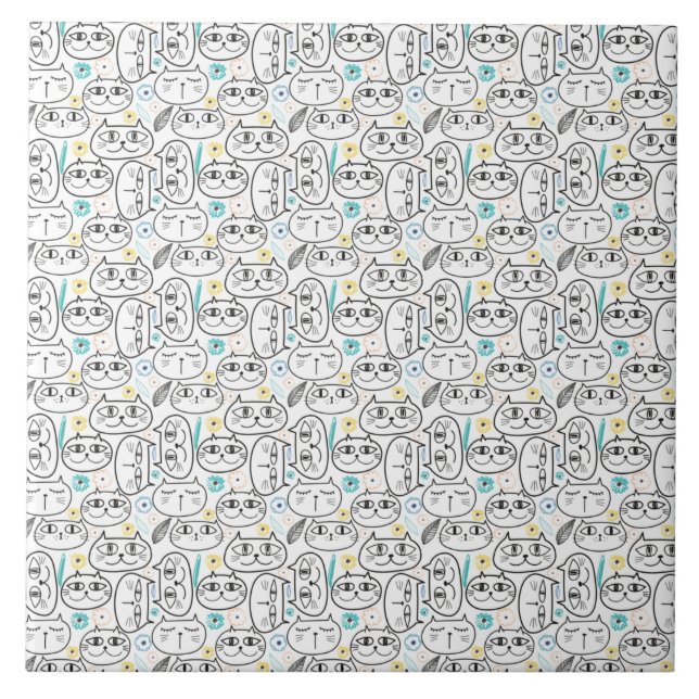 Cerâmica Cabeça de gatos Azulejo cerâmico (Frente)