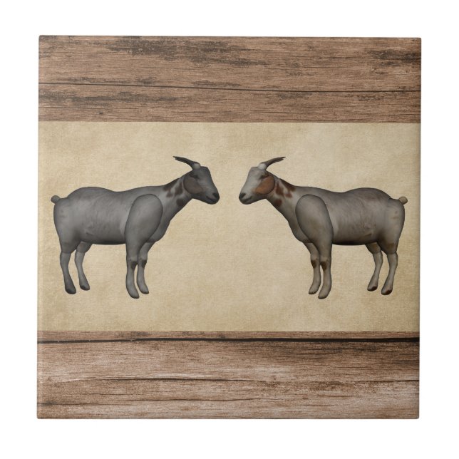 Cerâmica Cabras russas e Azulejo cerâmico de madeira (Frente)