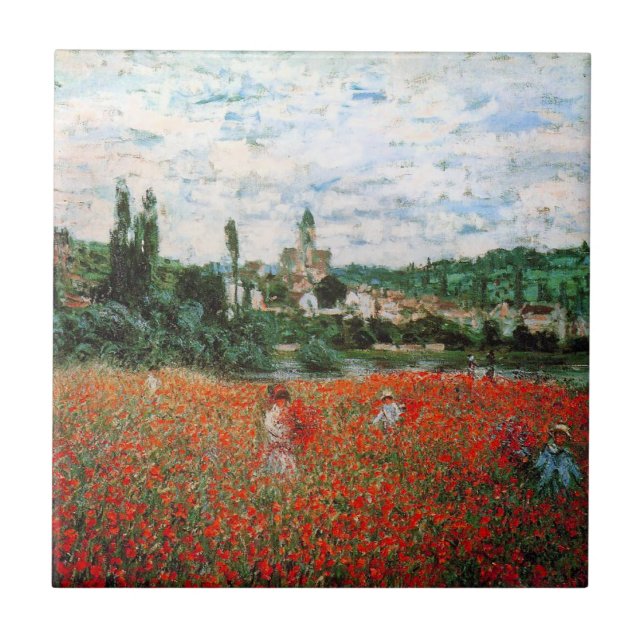 Cerâmica Campo de Monet do azulejo vermelho das papoilas (Frente)