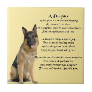 Cerâmica Cão de german shepherd - azulejo do poema da filh