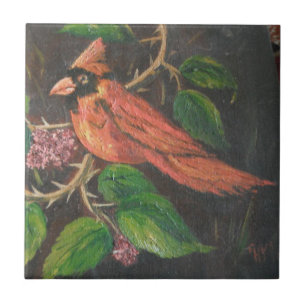 Cerâmica Cardeal de pintura de azulejo Ann Hayes