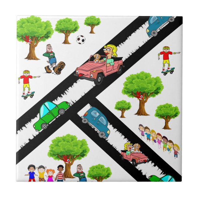 Cerâmica Carros De Cães Para Azulejo Cerâmico (Frente)