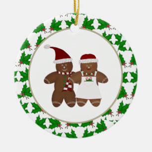 Cerâmica Casal personalizado de Gingerbead com ornamento do