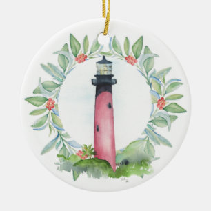 Cerâmica Casal Primeiro Ornamento de Natal Farol Júpiter
