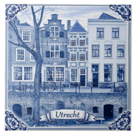 Cerâmica casas do canal de Utrecht com azulejo estilo Delft