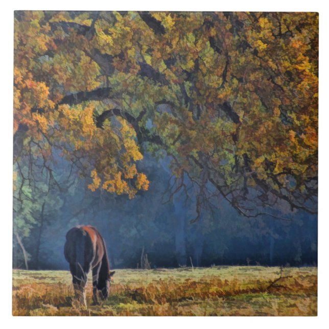 Cerâmica Cavalo no Azulejo de arte de queda de cores (Frente)