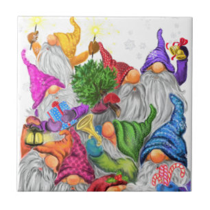 Cerâmica Celebração dos Gnomos do Azulejo Cerâmico de Natal
