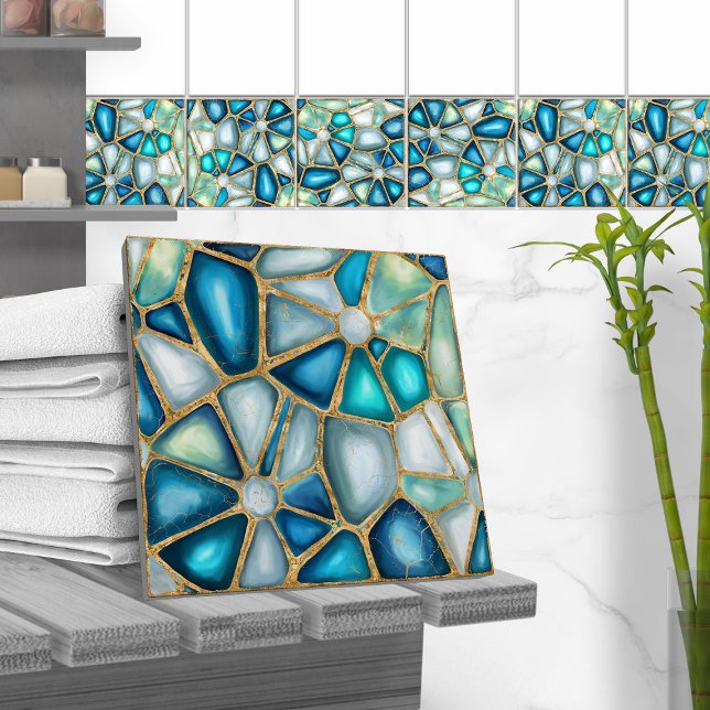 Cerâmica Células de aquarela e de ouro - azulejo cerâmico o (Criador carregado)