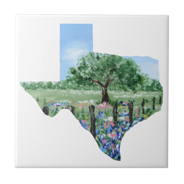 Cerâmica Cena pintada azulejo do país do monte de Texas (Frente)