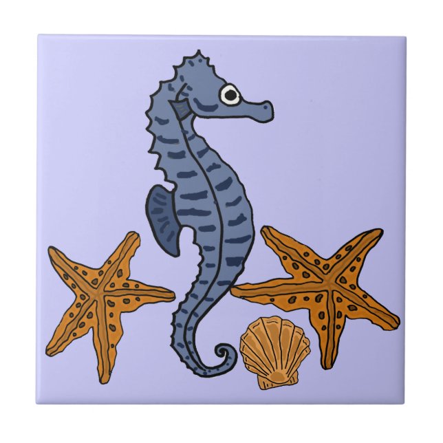 Cerâmica CENTÍMETROS CÚBICOS cavalo de mar e azulejo dos (Frente)