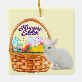 Cerâmica Cesta de páscoa e Ornamento de Coelho