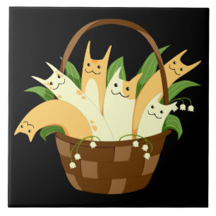 Cerâmica cesto de azulejo cerâmico para gatos