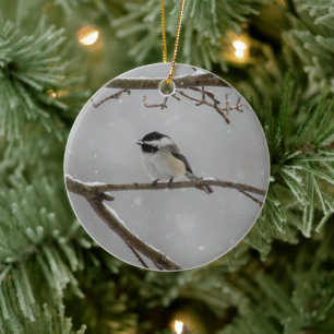 Cerâmica Chickadee de cabeça preta Ornamento cerâmico