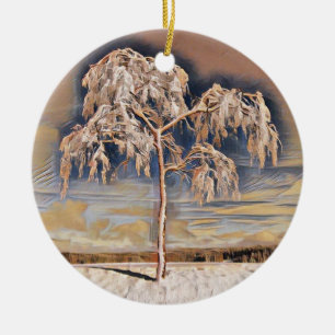 Cerâmica Cinza Castanho Beige Ornamento de Árvore Neves do