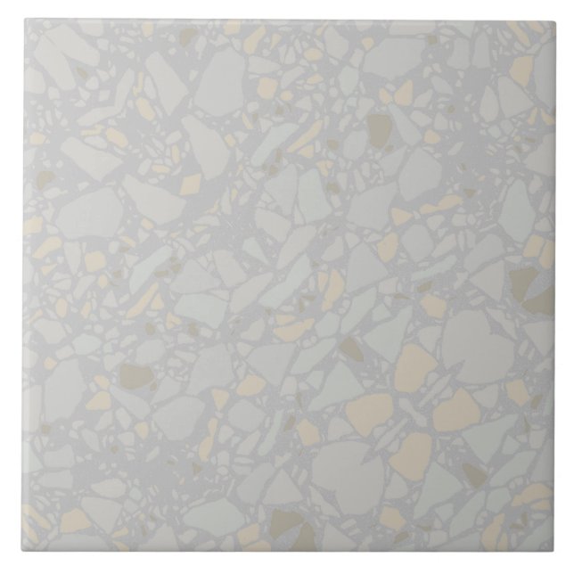 Cerâmica Cinza Moderna - Azulejo de Efeito Terrazzo (Frente)