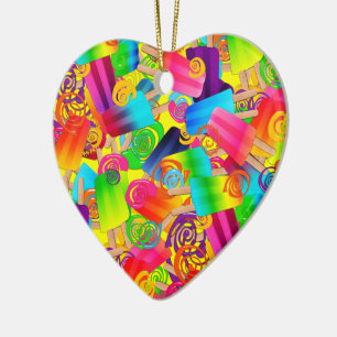 Cerâmica CKC Psicle Swirls, ORNAMENTO DE CORAÇÃO Amarela