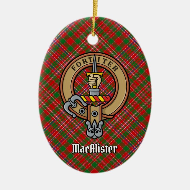 Cerâmica Clan MacAlister Crest sobre Ornamento Cerâmico de  (Frente)