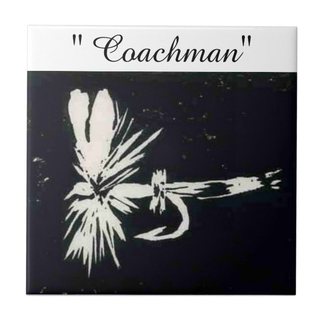 Cerâmica "Coachman" branco sobre azulejo de mosca negra (Frente)