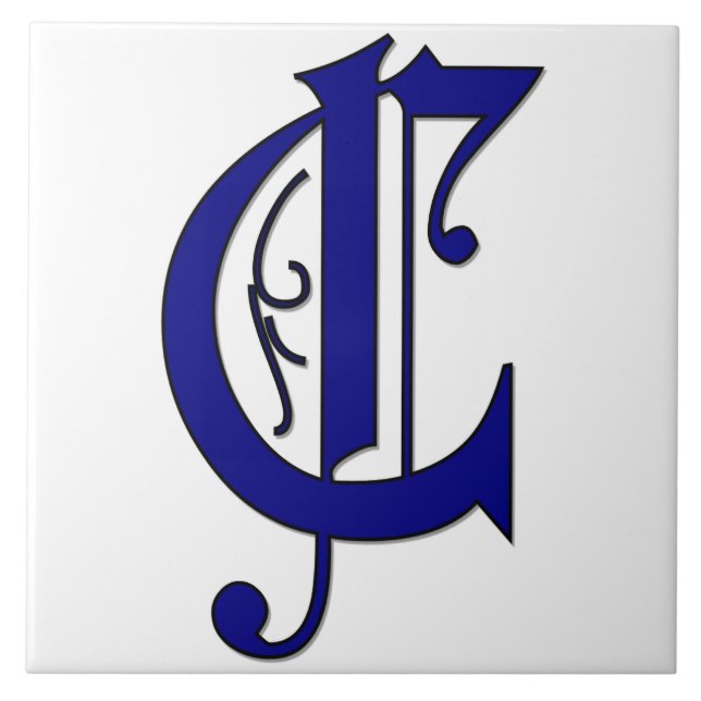 Cerâmica Colchester - Letra C, Azulejo de Ênfase Azul Monog (Frente)