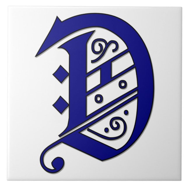 Cerâmica Colchester - Letra D, Azulejo de Ênfase Azul Monog (Frente)
