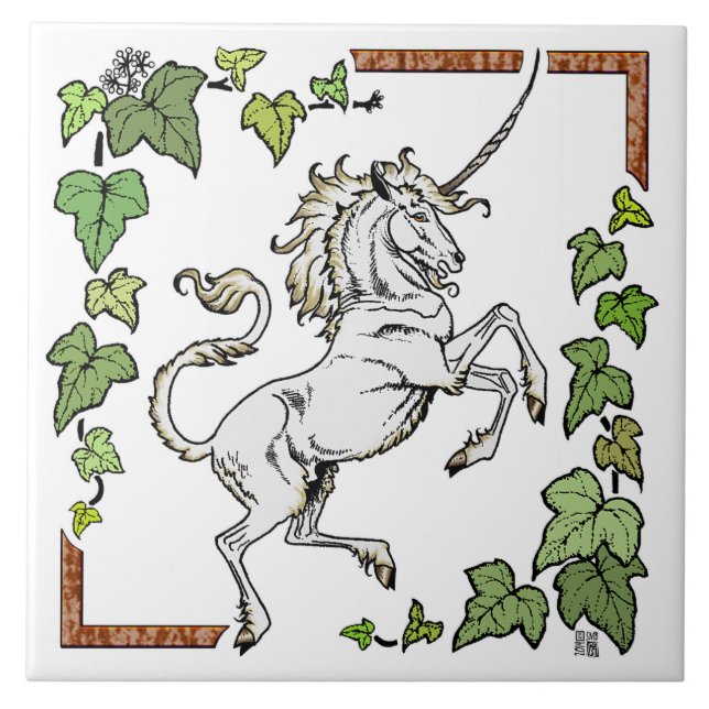 Cerâmica Coleção 2014 de MinkiMode: Grande azulejo da hera (Frente)