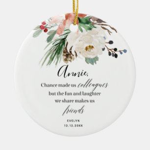 Cerâmica Colegas personalizados Ornamento Floral de Natal